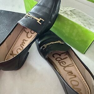 Sam Edelman Black Loafers with Gold Detail